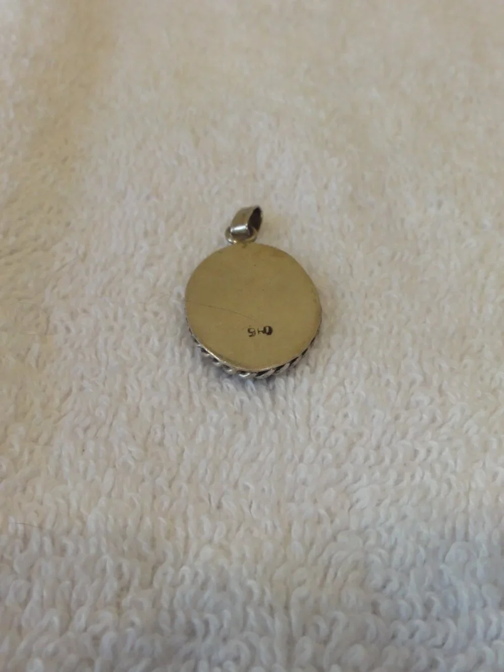 Vintage Silver Beveled Lapis Lazuli Oval Pendant VERY GOOD CONDITION!